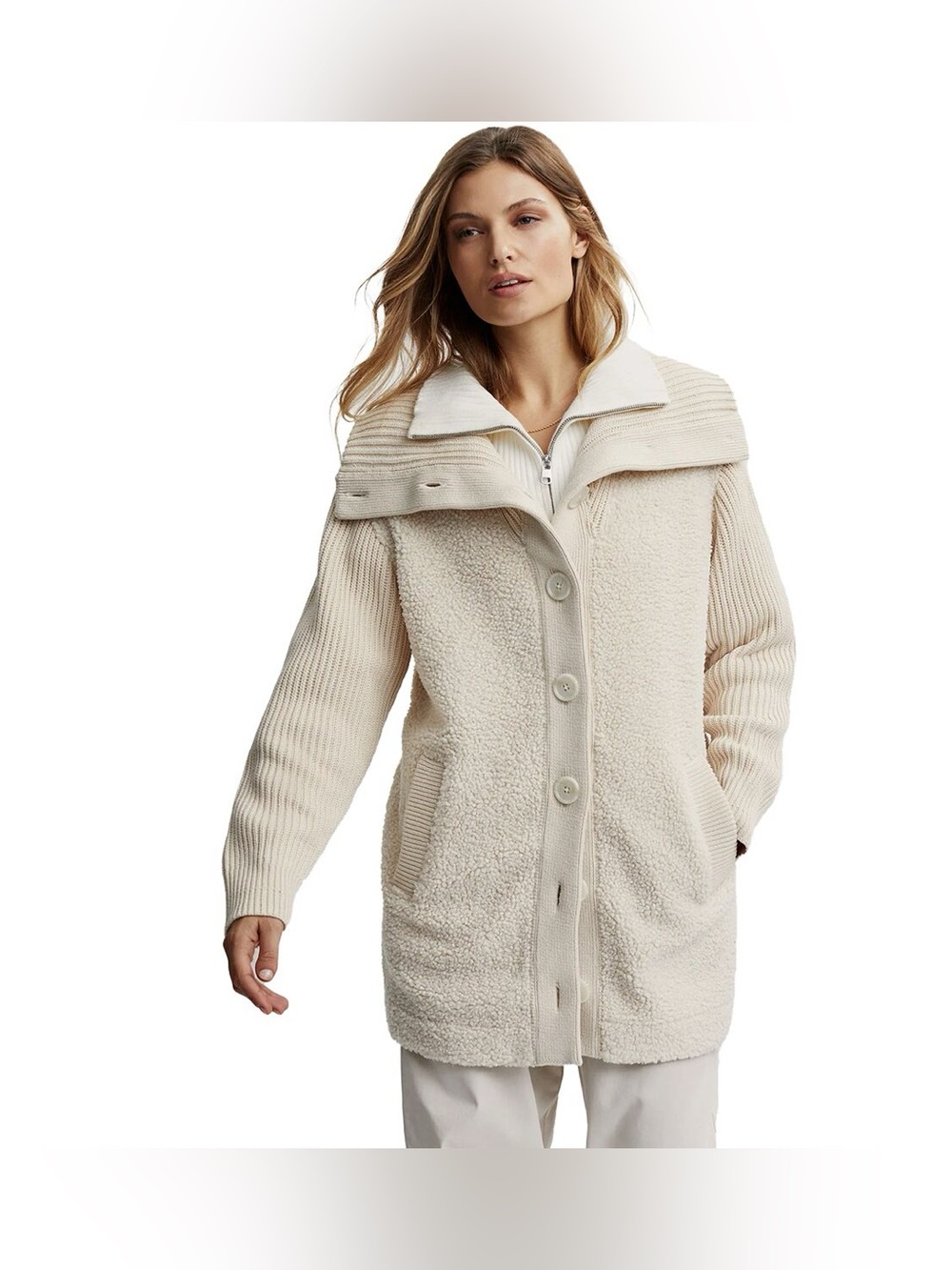 Varley Elliot Boucle Sherpa Jacket Cream Size S